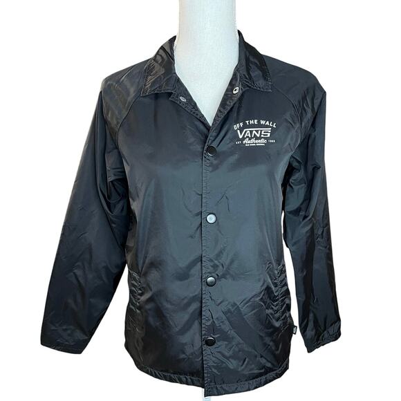 VANS black windbreaker jacket button down casual lightweight big kids neutral - Picture 1 of 7